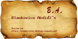 Blaskovics Abdiás névjegykártya